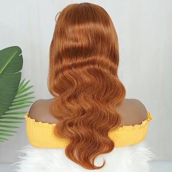 Turmeric Colored 150% Density 4x4 Lace Front Human Hair Body Wave Wig in 28” - Picture 7 of 8